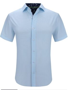 Tom Baine Light Blue Short Sleeve Button-Down Shirt Size Large NWT